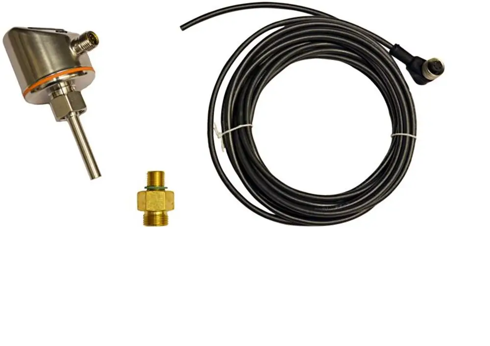 Produktbild: STIEBEL ELTRON Strömungswächter, bestehend aus Sensor, Kabel und Anschlussstück.